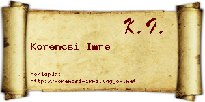 Korencsi Imre névjegykártya